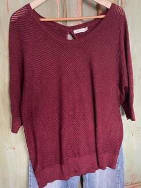 REITMANS Burgundy Metallic Sparkly Scoop Neck Lightweight Sweater,  Size 3X